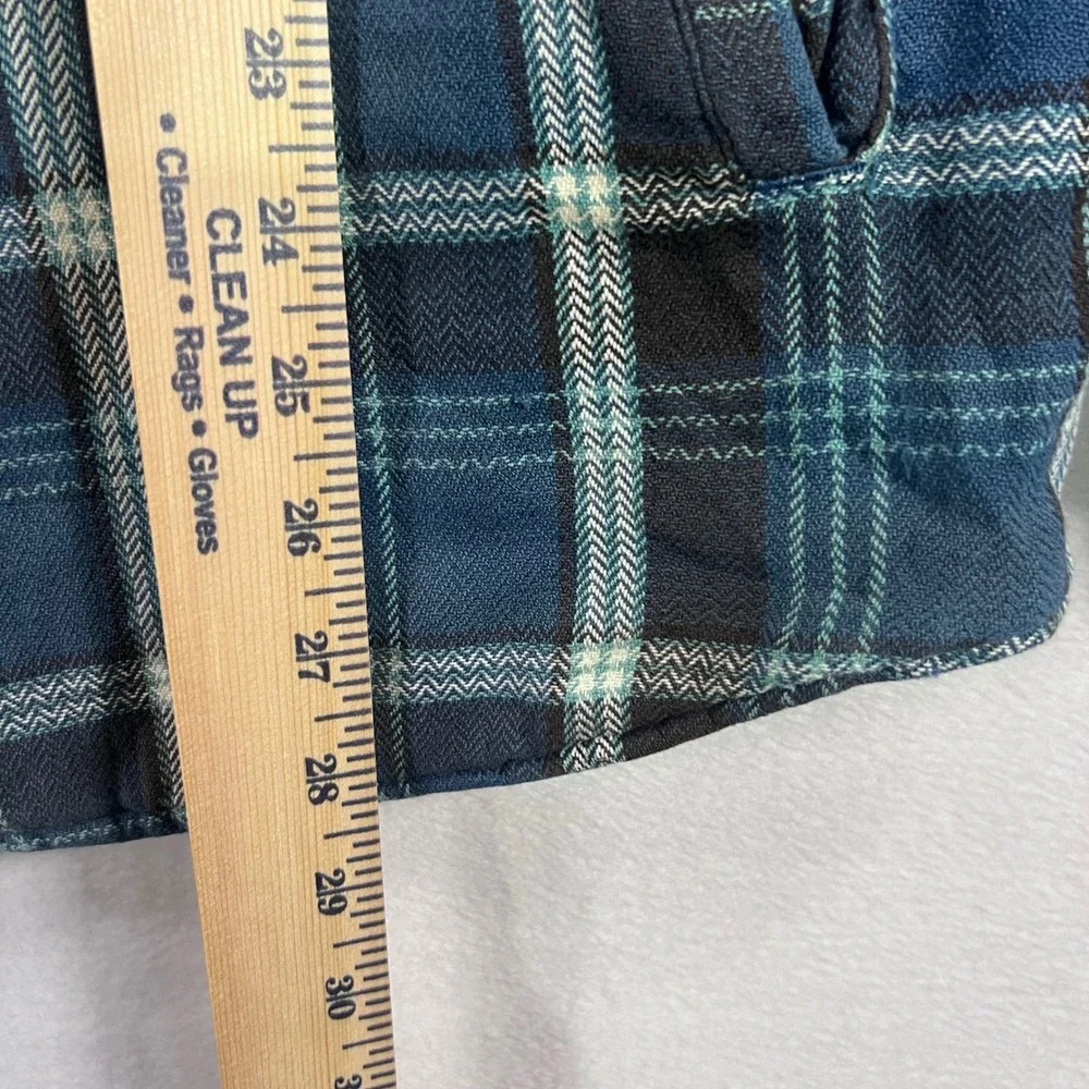 Distressed Woolrich Mens M Blue Plaid Quilted Flannel Shirt Jacket Snap‎ Front